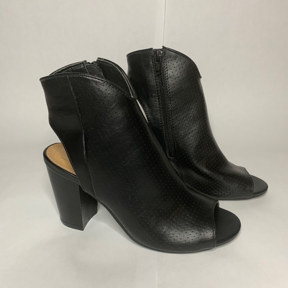 Black Peeped-Toe Booties
